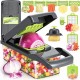 Honhorrs Black Vegetable Dicer and Mandoline Set, Seven Blades with Catch Container and Food Holder