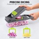 Honhorrs Black Vegetable Dicer and Mandoline Set, Seven Blades with Catch Container and Food Holder
