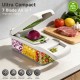 Honhorrs Green-White Vegetable Chopper with Seven Blade Inserts, Catch Container and Drain Basket