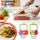 Honhorrs Green-White Vegetable Chopper with Seven Blade Inserts, Catch Container and Drain Basket