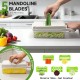 Honhorrs Green-White Vegetable Chopper with Seven Blade Inserts, Catch Container and Drain Basket