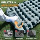 Honhorrs Green Camping Sleeping Pad, 4-Inch Matrix Air Cells with Built-In Pillow and Foot Pump