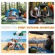 Honhorrs Green Camping Sleeping Pad, 4-Inch Matrix Air Cells with Built-In Pillow and Foot Pump
