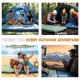Honhorrs Extra-Wide Green Camping Pad, 6-Inch Air Chambers with Raised Pillow and Built-In Foot Pump