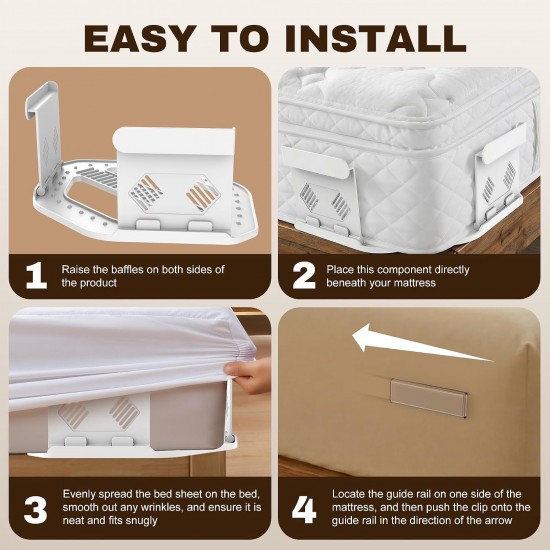 Honhorrs Bed Sheet Corner Holders, 4-Pack Foldable ABS Bases and Locking Clips for Fitted Sheets