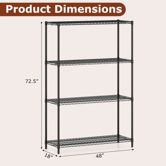 Honhorrs Two Four-Tier Metal Shelf Racks, Adjustable V-Wire Surfaces with Clip Assembly and Footpads