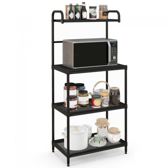Honhorrs Four-Tier Kitchen Rack and Slim Pedal Bin Bundle, Wire Shelves with Soft-Closing Trash Lid