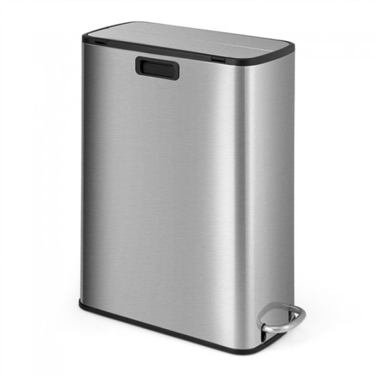 Honhorrs Four-Tier Kitchen Rack and Slim Pedal Bin Bundle, Wire Shelves with Soft-Closing Trash Lid