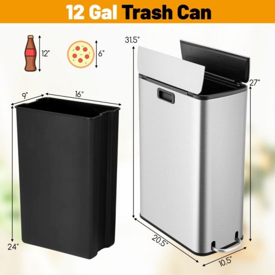 Honhorrs Four-Tier Kitchen Rack and Slim Pedal Bin Bundle, Wire Shelves with Soft-Closing Trash Lid