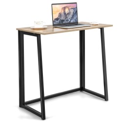Honhorrs 31-Inch Folding Computer Desk, Metal Frame and Open Legroom for a Compact Home Workspace