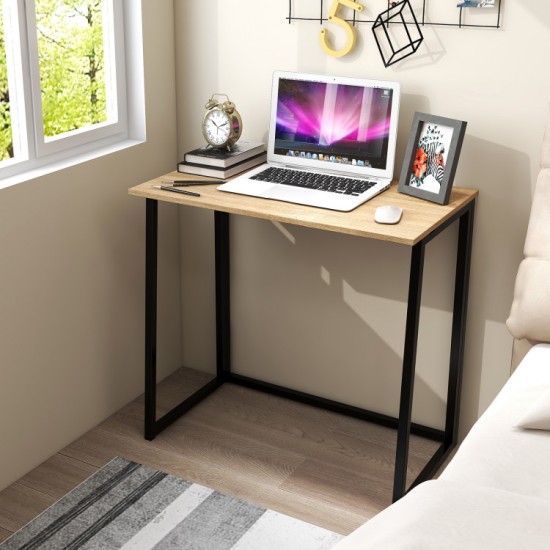 Honhorrs 31-Inch Folding Computer Desk, Metal Frame and Open Legroom for a Compact Home Workspace
