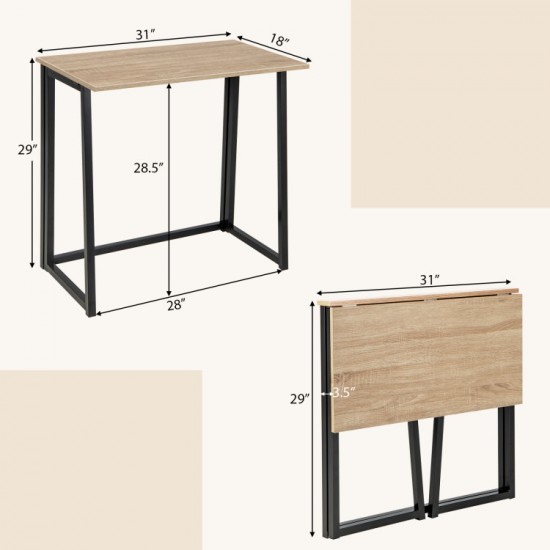 Honhorrs 31-Inch Folding Computer Desk, Metal Frame and Open Legroom for a Compact Home Workspace