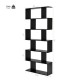Honhorrs 6-Compartment S-Shaped Open Display Bookcase with Staggered Shelves and Wall Anchor