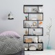 Honhorrs 6-Compartment S-Shaped Open Display Bookcase with Staggered Shelves and Wall Anchor