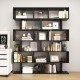 Honhorrs 6-Compartment S-Shaped Open Display Bookcase with Staggered Shelves and Wall Anchor