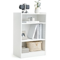 Honhorrs Open Three-Tier Bookcase, 18 Shelf Positions with Raised Top Edge and Wall-Anchoring Device