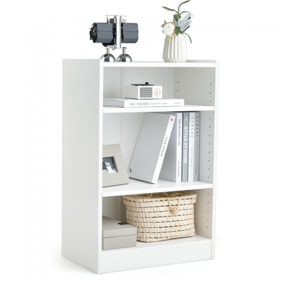 Honhorrs Open Three-Tier Bookcase, 18 Shelf Positions with Raised Top Edge and Wall-Anchoring Device