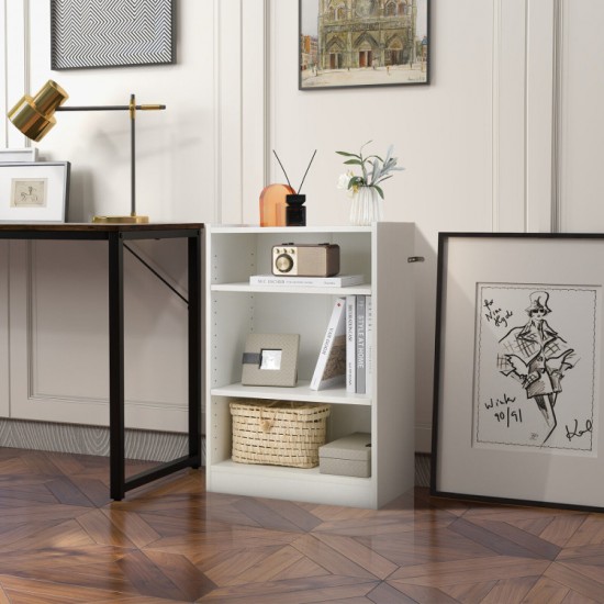 Honhorrs Open Three-Tier Bookcase, 18 Shelf Positions with Raised Top Edge and Wall-Anchoring Device
