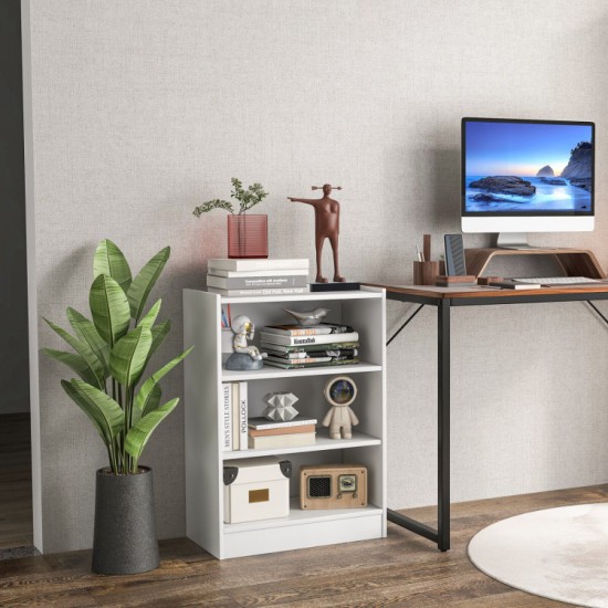 Honhorrs Open Three-Tier Bookcase, 18 Shelf Positions with Raised Top Edge and Wall-Anchoring Device