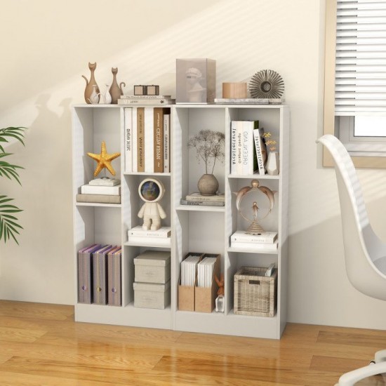 Honhorrs 41-Inch Five-Cube Bookcase, Mixed-Size Storage and Wide Base with Two Anti-Tipping Kits
