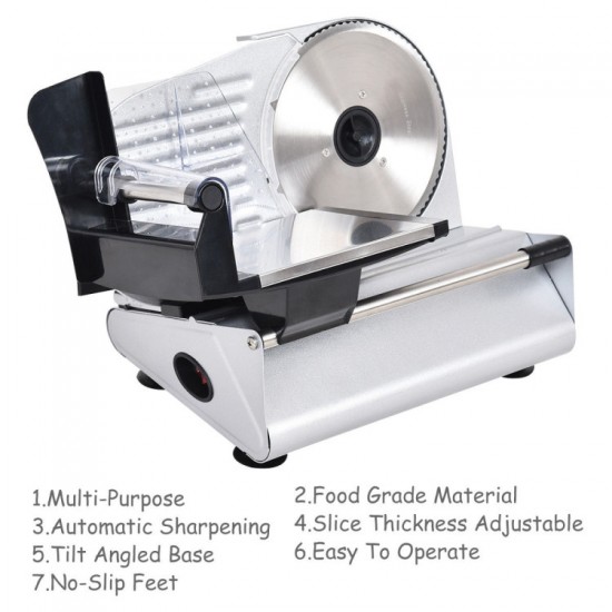 Honhorrs Electric Meat and Deli Slicer with 7.5-Inch Stainless Steel Blade and 0–15 mm Adjustment