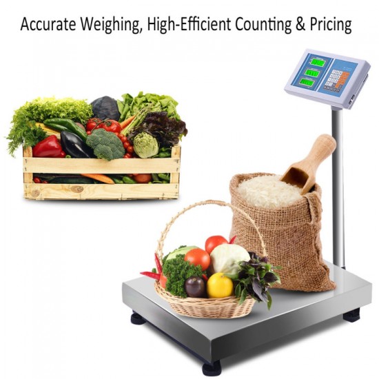 Honhorrs 660-Pound Digital Floor Platform Scale, Stainless Steel Deck and Separate Corded Display
