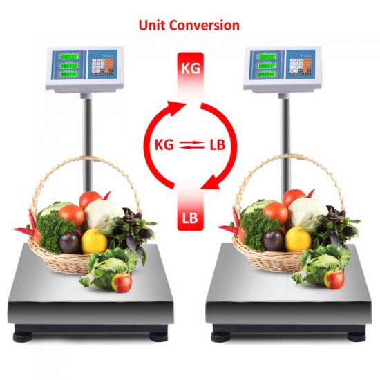 Honhorrs 660-Pound Digital Floor Platform Scale, Stainless Steel Deck and Separate Corded Display