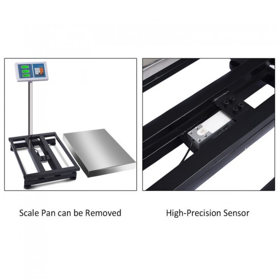 Honhorrs 660-Pound Digital Floor Platform Scale, Stainless Steel Deck and Separate Corded Display