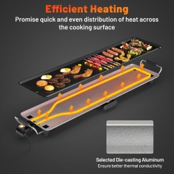 Honhorrs 35-Inch Electric Griddle, Four Temperature Settings with Drip Tray, Egg Rings and Spatulas