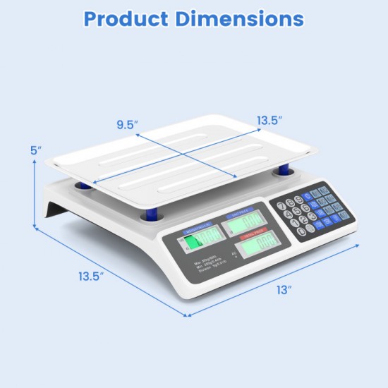 Honhorrs Dual-Display Price-Computing Food Scale, 66-Lb Capacity with Adjustable LCD Backlighting