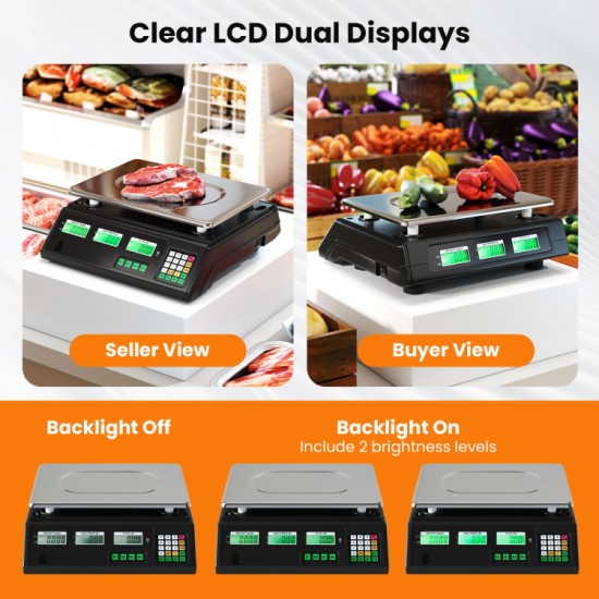 Honhorrs 88 lb Digital Food Scale with Parts Counting, Dual LCD and 7 Unit-Price Shortcut Keys