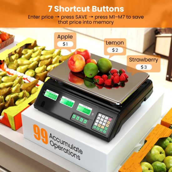 Honhorrs 88 lb Digital Food Scale with Parts Counting, Dual LCD and 7 Unit-Price Shortcut Keys