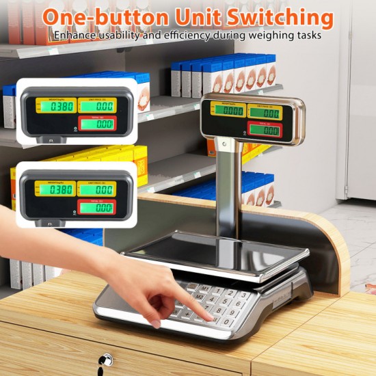 Honhorrs 88 lb Digital Price-Computing Food Scale with Pole-Mounted Dual LCD and Counting Mode