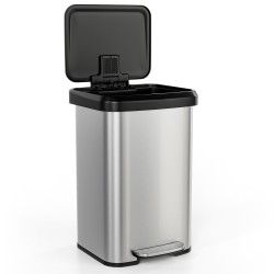 XVX Stainless Steel Pedal Trash Can, Soft-Close Lid with Stay-Open Mode and Deodorizer Storage