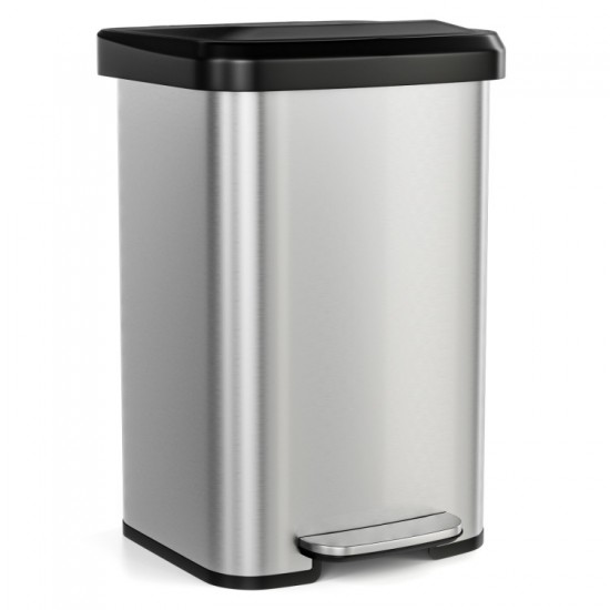 Honhorrs Stainless Steel Pedal Trash Can, Soft-Close Lid with Stay-Open Mode and Deodorizer Storage