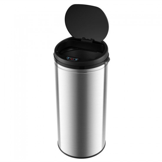 Honhorrs 8-Gallon Touchless Stainless Steel Trash Can with Stay-Open Control and Slow-Closing Lid