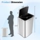 Honhorrs 13-Gallon Sensor Trash Bin, Stainless Body with Automatic Lid and Deodorizer Compartment