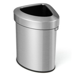 XVX 60-Liter Stainless Steel Corner Trash Bin, Fan-Shaped Body with Bag-Holding Lid and Handles