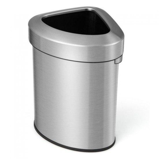 Honhorrs 60-Liter Stainless Steel Corner Trash Bin, Fan-Shaped Body with Bag-Holding Lid and Handles