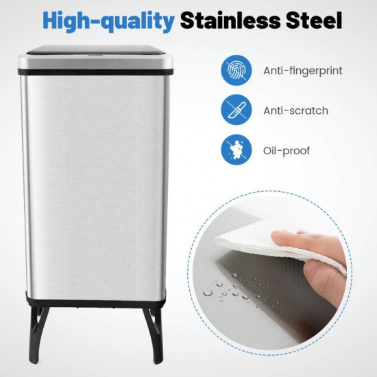 50-Liter Sensor Trash Can by Honhorrs: Stainless Steel, Anti-Fingerprint Finish and Stay-Open Mode
