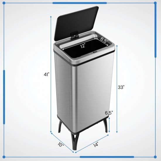 50-Liter Sensor Trash Can by Honhorrs: Stainless Steel, Anti-Fingerprint Finish and Stay-Open Mode