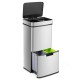 Honhorrs 19-Gallon Sensor Trash Station, Stainless Steel Body and Two Pull-Out Recycling Bins Below