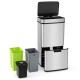 Honhorrs 19-Gallon Sensor Trash Station, Stainless Steel Body and Two Pull-Out Recycling Bins Below
