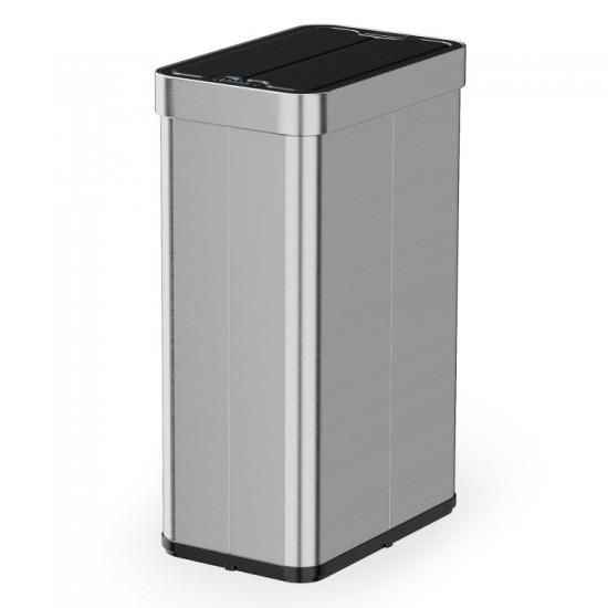 Honhorrs Sixteen-Gallon Sensor Trash Can with Wing Lids, Manual Stay-Open Mode and Bag Retainer Ring
