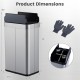 Honhorrs Sixteen-Gallon Sensor Trash Can with Wing Lids, Manual Stay-Open Mode and Bag Retainer Ring