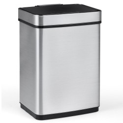 Honhorrs 16-Gallon Dual-Zone Sensor Trash Can, Manual Controls with Stay-Open and Soft-Close Lids