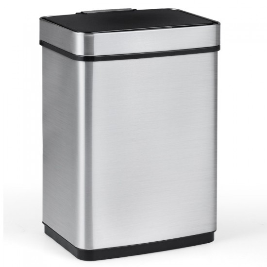 Honhorrs 16-Gallon Dual-Zone Sensor Trash Can, Manual Controls with Stay-Open and Soft-Close Lids