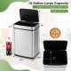 Honhorrs 16-Gallon Dual-Zone Sensor Trash Can, Manual Controls with Stay-Open and Soft-Close Lids