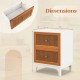 Honhorrs Rattan-Front Two-Drawer Nightstand, Solid Wood Legs with Golden Knobs and Rounded Corners