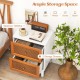 Honhorrs Rattan-Front Two-Drawer Nightstand, Solid Wood Legs with Golden Knobs and Rounded Corners